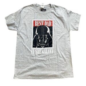 Star Wars Darth Vader Best Dad in the Galaxy T-Shirt Sz Large Grey  B27